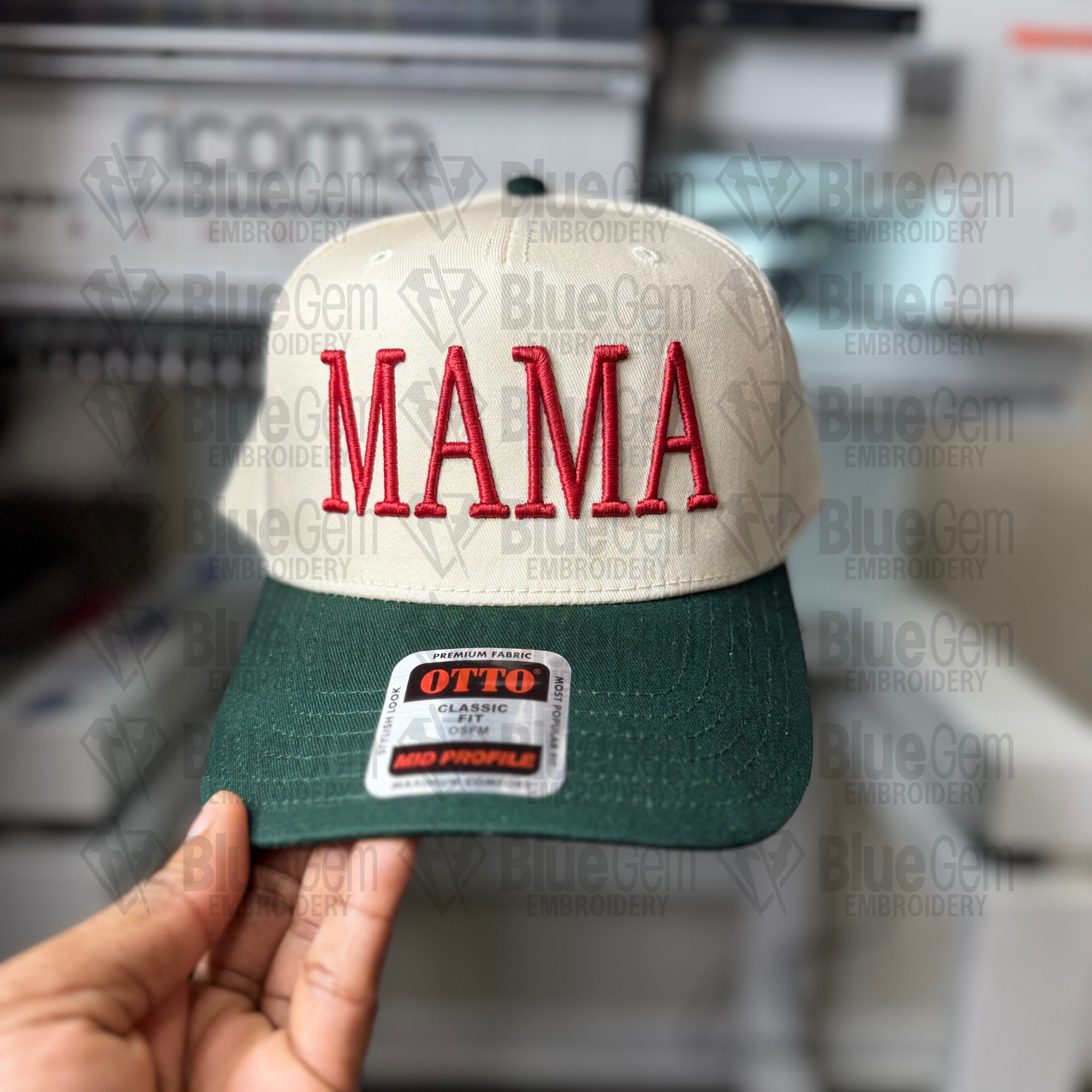 Mama Hat Embroidery Design - Puff & Flat - Serif