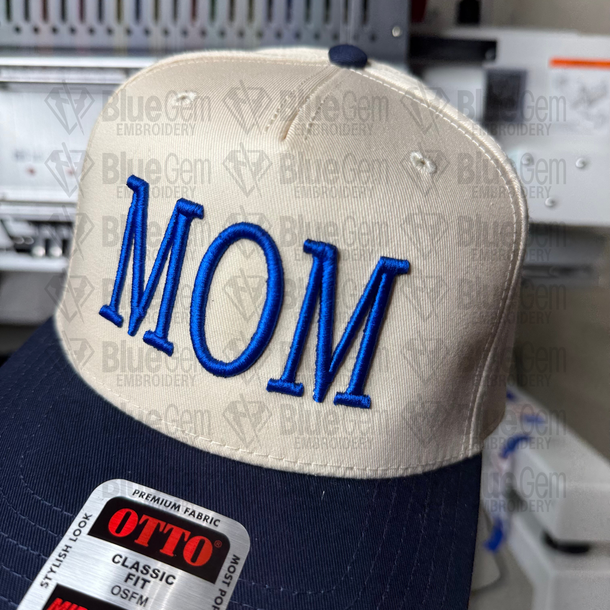Mom Hat Embroidery Design - Puff & Flat - Serif