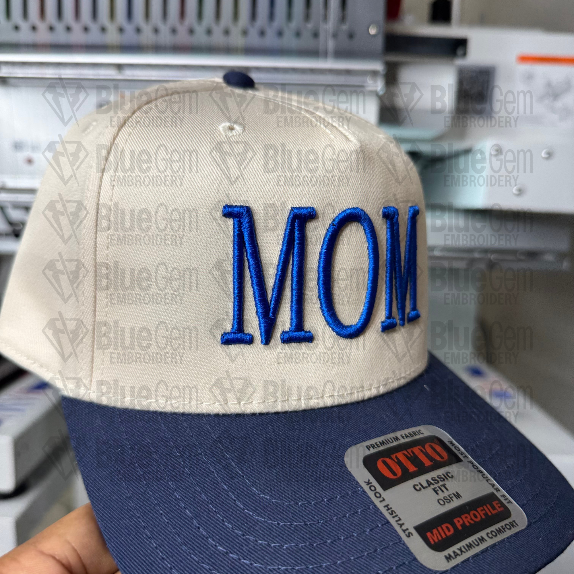 Mom Hat Embroidery Design - Puff & Flat - Serif