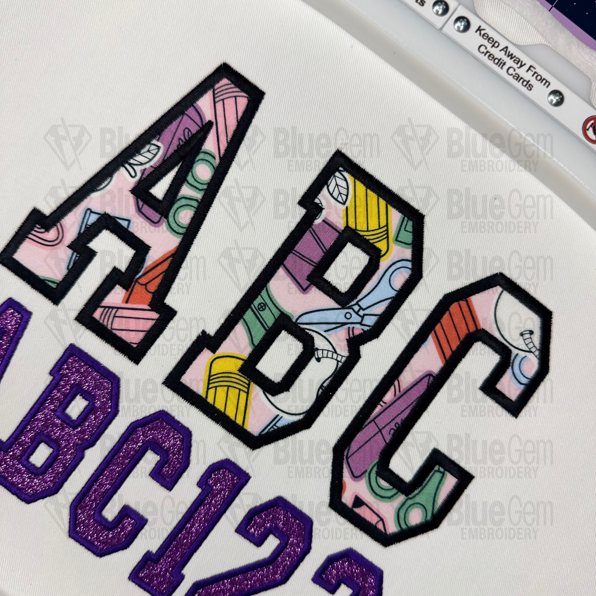 College Applique Embroidery Font, 7 Sizes, 8 Formats, BX included