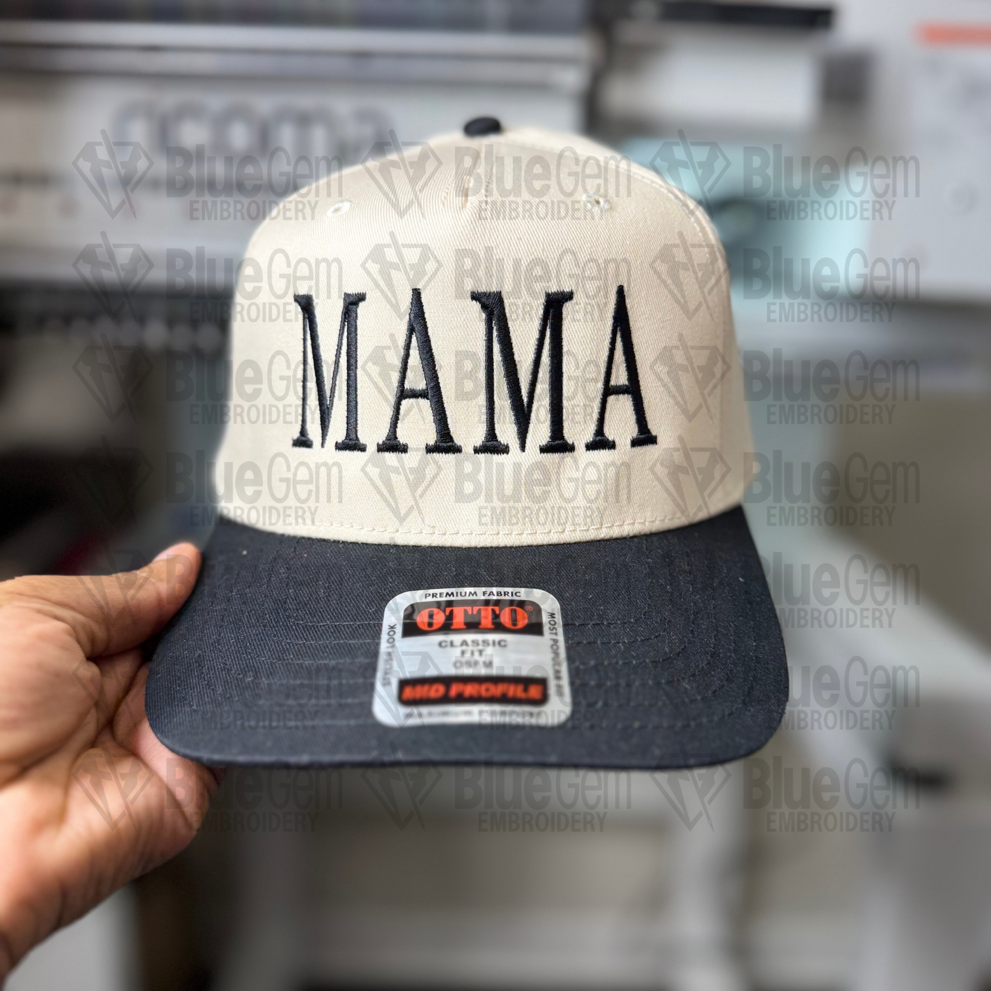 Mama Hat Embroidery Design - Puff & Flat - Serif