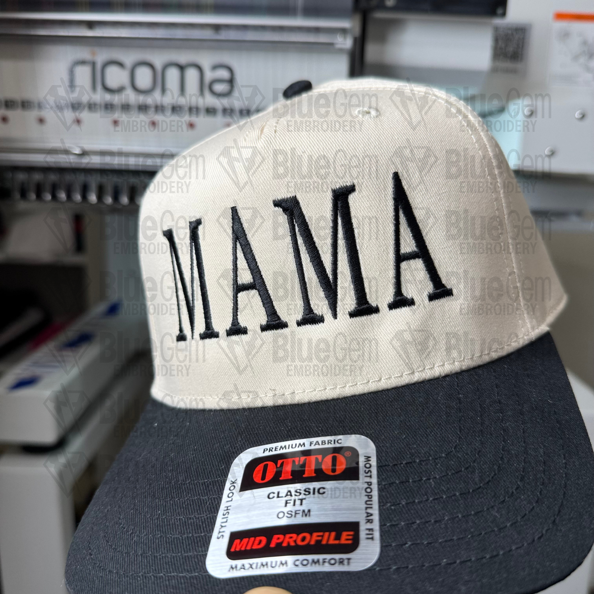 Mama Hat Embroidery Design - Puff & Flat - Serif