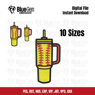 Softball Cup Embroidery Design