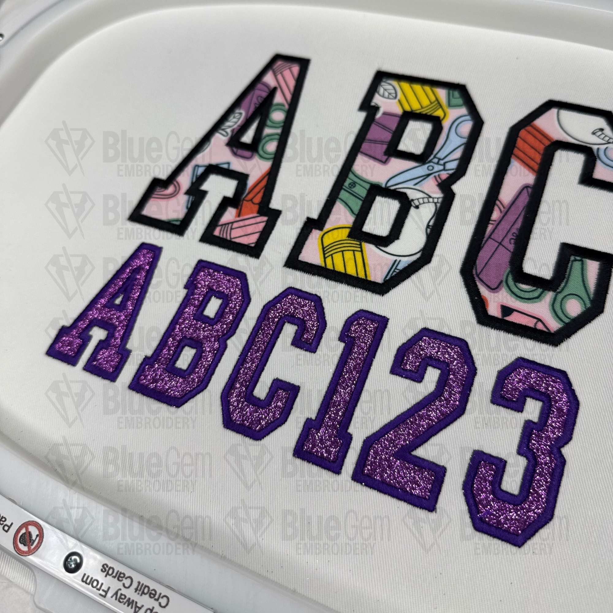 College Applique Embroidery Font, 7 Sizes, 8 Formats, BX included
