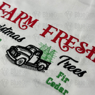 Farm Fresh Christmas Trees Embroidery Design