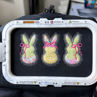 Lace Applique Peeps Embroidery Design - ZigZag Stitch