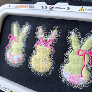 Lace Applique Peeps Embroidery Design - ZigZag Stitch