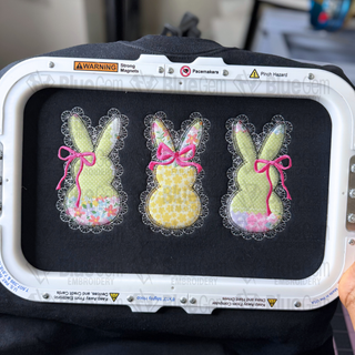 Lace Applique Peeps Embroidery Design - ZigZag Stitch