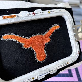 Lace Longhorn Applique Embroidery Design – Zigzag Stitch