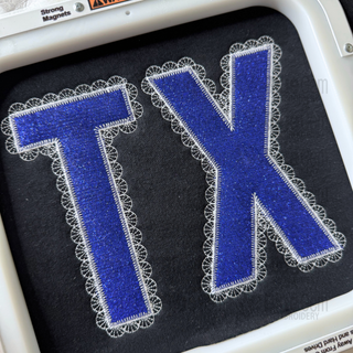 Lace TX Applique Embroidery Design – Texas Applique, Zigzag Stitch