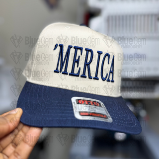 Merica Hat Embroidery Design - Puff & Flat - Serif