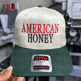 American Honey Hat Embroidery Design - Flat only - Serif