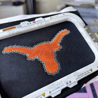 Lace Longhorn Applique Embroidery Design – Zigzag Stitch