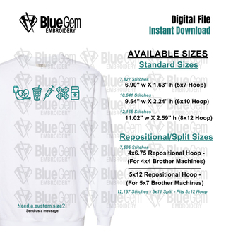 Nurse Icons Coffee Embroidery Design