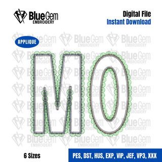 Lace MO Applique Embroidery Design – Missouri Applique, Zigzag Stitch