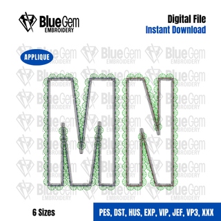 Lace MN Applique Embroidery Design – Minnesota Applique, Zigzag Stitch