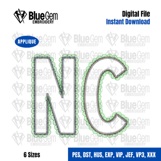 Lace NC Applique Embroidery Design – North Carolina Applique, Zigzag Stitch