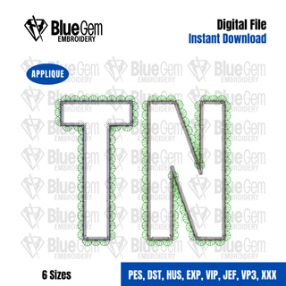Lace TN Applique Embroidery Design – Tennessee Applique, Zigzag Stitch