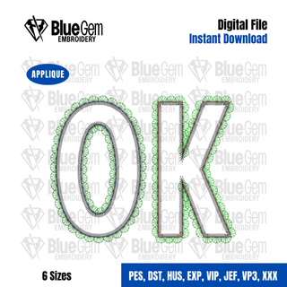 Lace OK Applique Embroidery Design – Oklahoma Applique, Zigzag Stitch