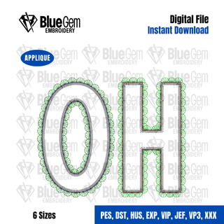 Lace OH Applique Embroidery Design – Ohio Applique, Zigzag Stitch