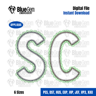 Lace SC Applique Embroidery Design – South Carolina Applique, Zigzag Stitch