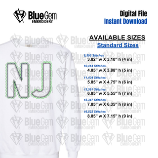 Lace NJ Applique Embroidery Design – New Jersey Applique, Zigzag Stitch
