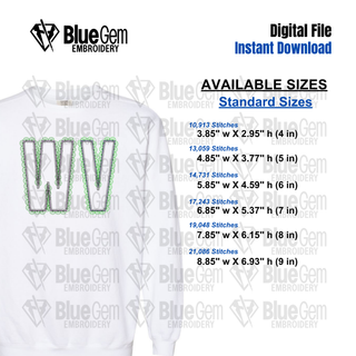 Lace WV Applique Embroidery Design – West Virginia Applique, Zigzag Stitch