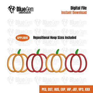 Pumpkin Applique Embroidery Design - Satin Stitch