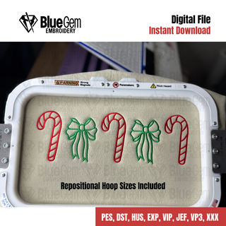 Candy Cane Embroidery Design: Candy Cane Bow Icons