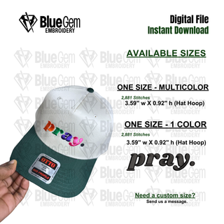 Pray Hat Embroidery Design