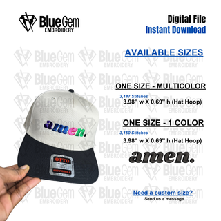 Amen Hat Embroidery Design