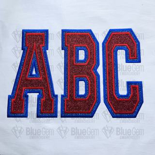 Double Layer Applique Embroidery Font: Tall Varsity Font, 6 Sizes, A-Z, 0-9 (BX Font Included)