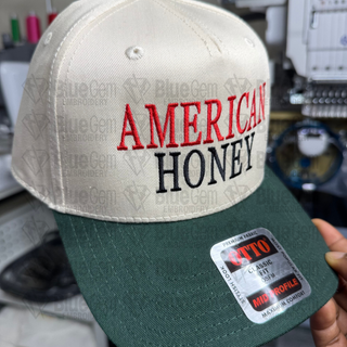 American Honey Hat Embroidery Design - Flat only - Serif