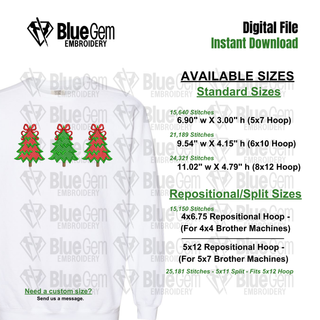 Christmas Trees Applique Embroidery Design: Satin Stitch