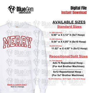 Merry Applique Embroidery Design: Satin Stitch