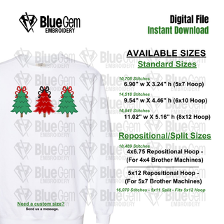 Christmas Trees Applique Embroidery Design: Bean Stitch