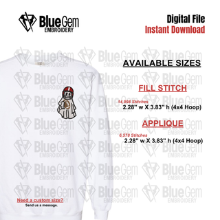 Football Ghost Embroidery Design - Applique and Fill - 2 Designs - 1 Size