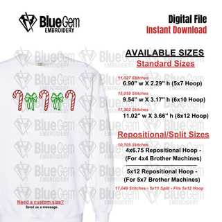 Candy Cane Embroidery Design: Candy Cane Bow Icons