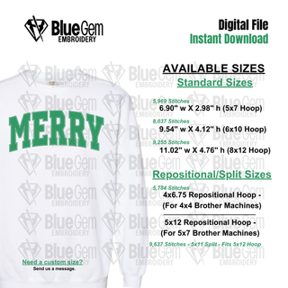 Merry Applique Embroidery Design: Bean Stitch