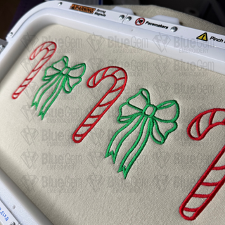 Candy Cane Embroidery Design: Candy Cane Bow Icons