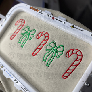 Candy Cane Embroidery Design: Candy Cane Bow Icons