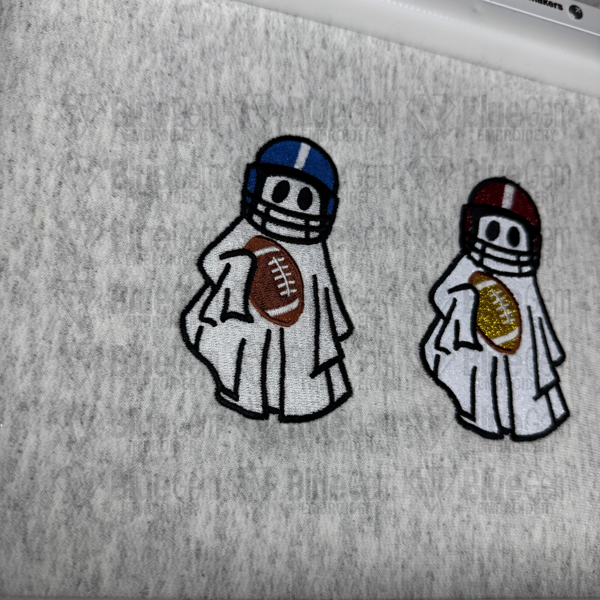 Football Ghost Embroidery Design - Applique and Fill - 2 Designs - 1 Size