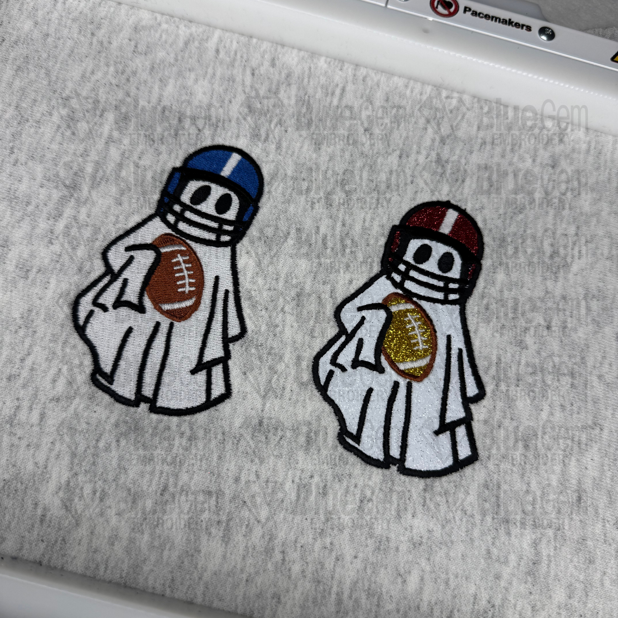 Football Ghost Embroidery Design - Applique and Fill - 2 Designs - 1 Size