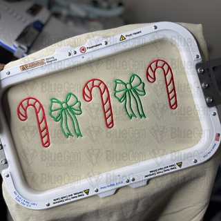 Candy Cane Embroidery Design: Candy Cane Bow Icons