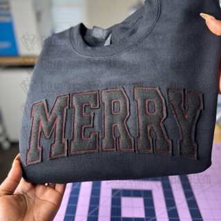 Merry Applique Embroidery Design: Bean Stitch