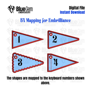 Set of 4 In-The-Hoop Pennant Flag Embroidery Design – 4 Sizes, Pennant Flag (Instant Download)