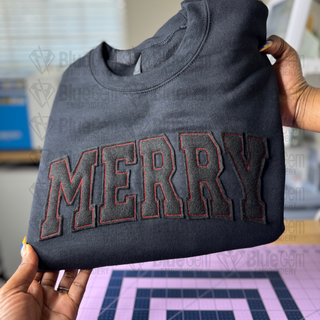 Merry Applique Embroidery Design: Bean Stitch