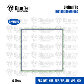 Lace Frame Square Applique Embroidery Design – Faux Lace, Zigzag Stitch