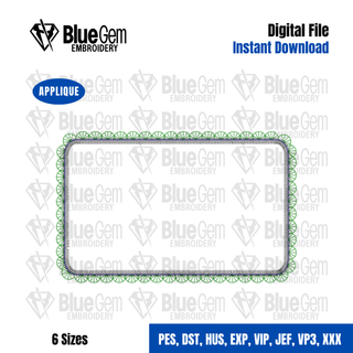 Lace Frame Rectangle Applique Embroidery Design – Faux Lace Frame, Zigzag Stitch