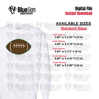 Lace Football Applique Embroidery Design – Faux Lace Design, Satin Stitch, 5 Sizes (Instant Download)